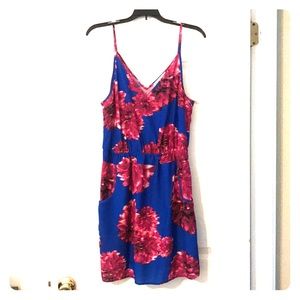 Amanda U. Royal blue and pink flower dress